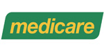 The image shows a logo with the text  MEDICARE  prominently displayed above a stylized letter  M  inside a green square, suggesting an association with healthcare services.